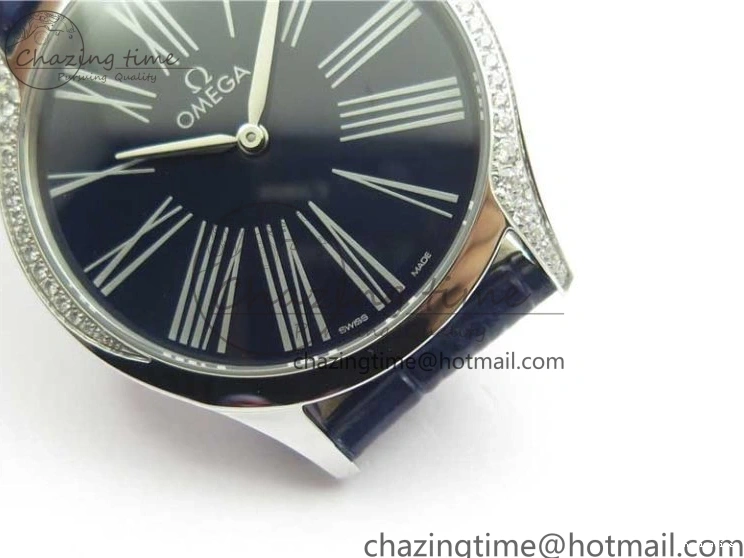 0412 Ladies’ De Ville Trésor Diamond Blue Dial Blue Fabric Watch OXF 1:1 Best Edition Swiss Quartz Upgraded 7892